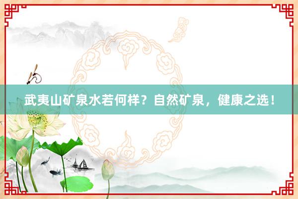 武夷山矿泉水若何样？自然矿泉，健康之选！